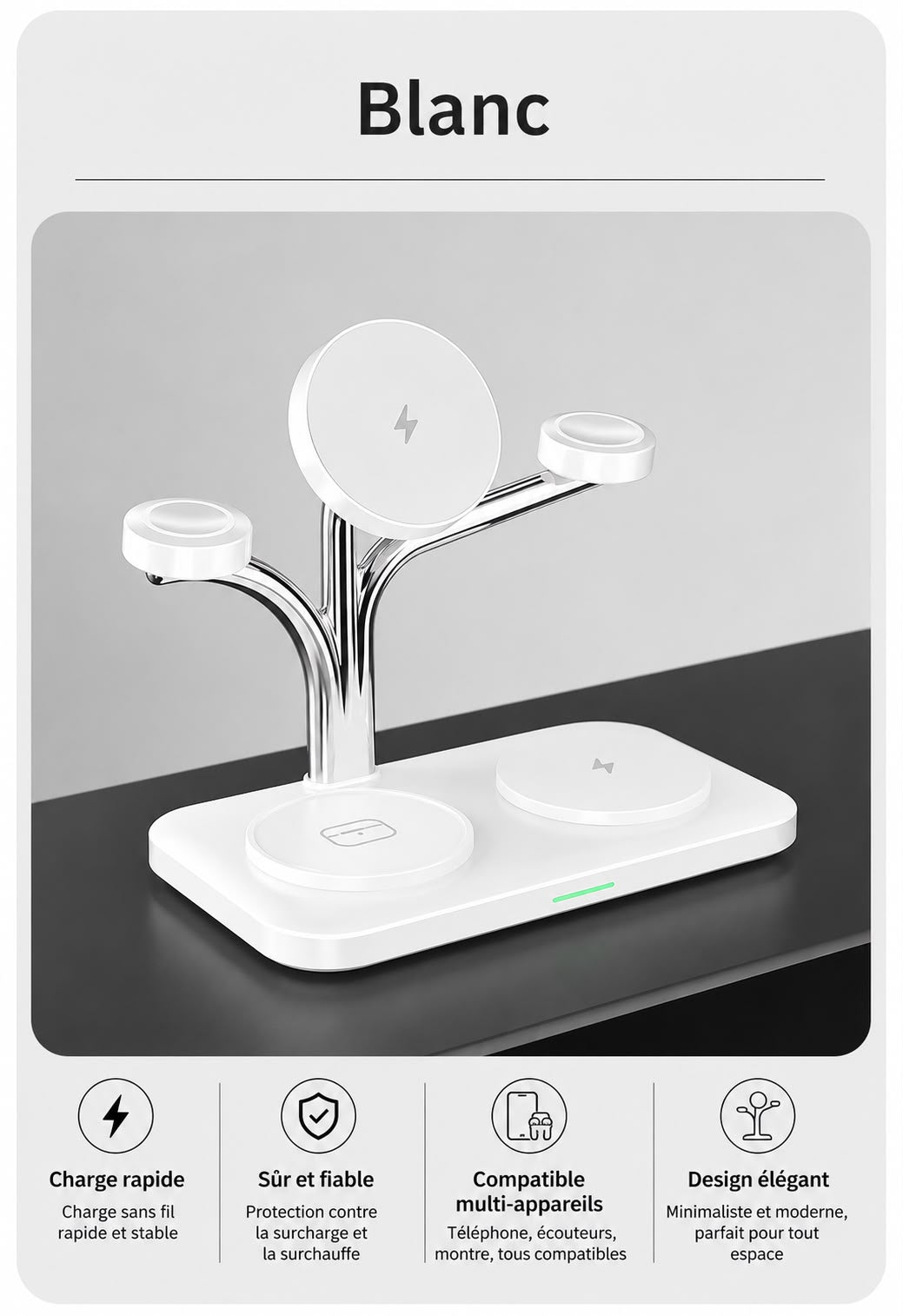 Station de charge magnétique compatible MagSafe pour iPhone