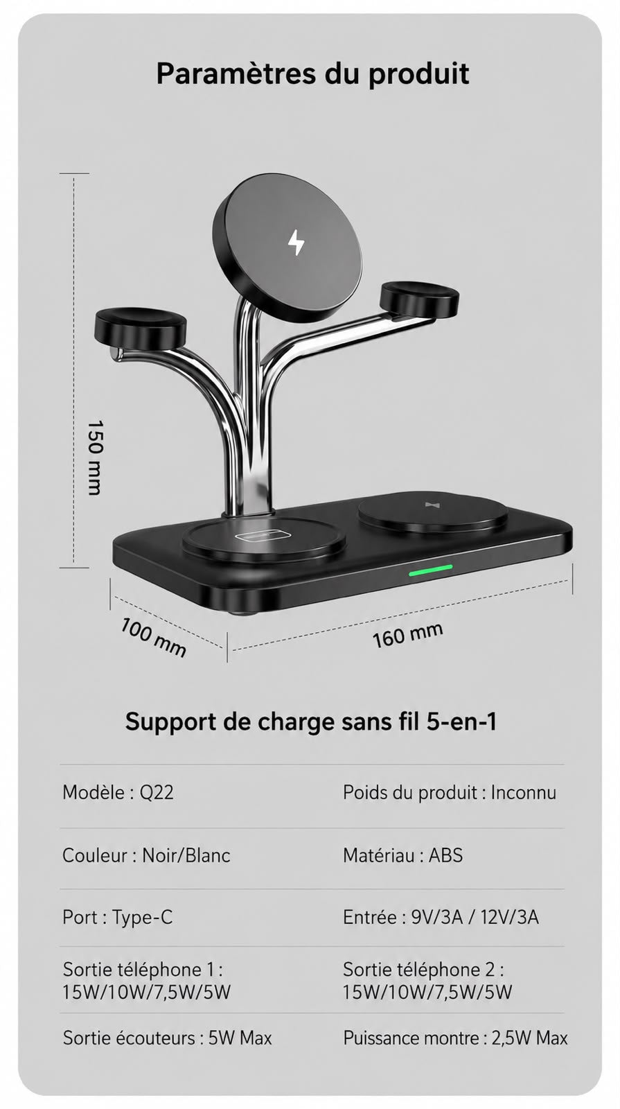 Chargeur sans fil magnétique 5 en 1 EliteCore
