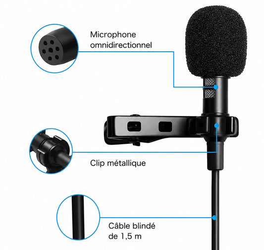 Microphone cravate 3,5 mm / USB-C