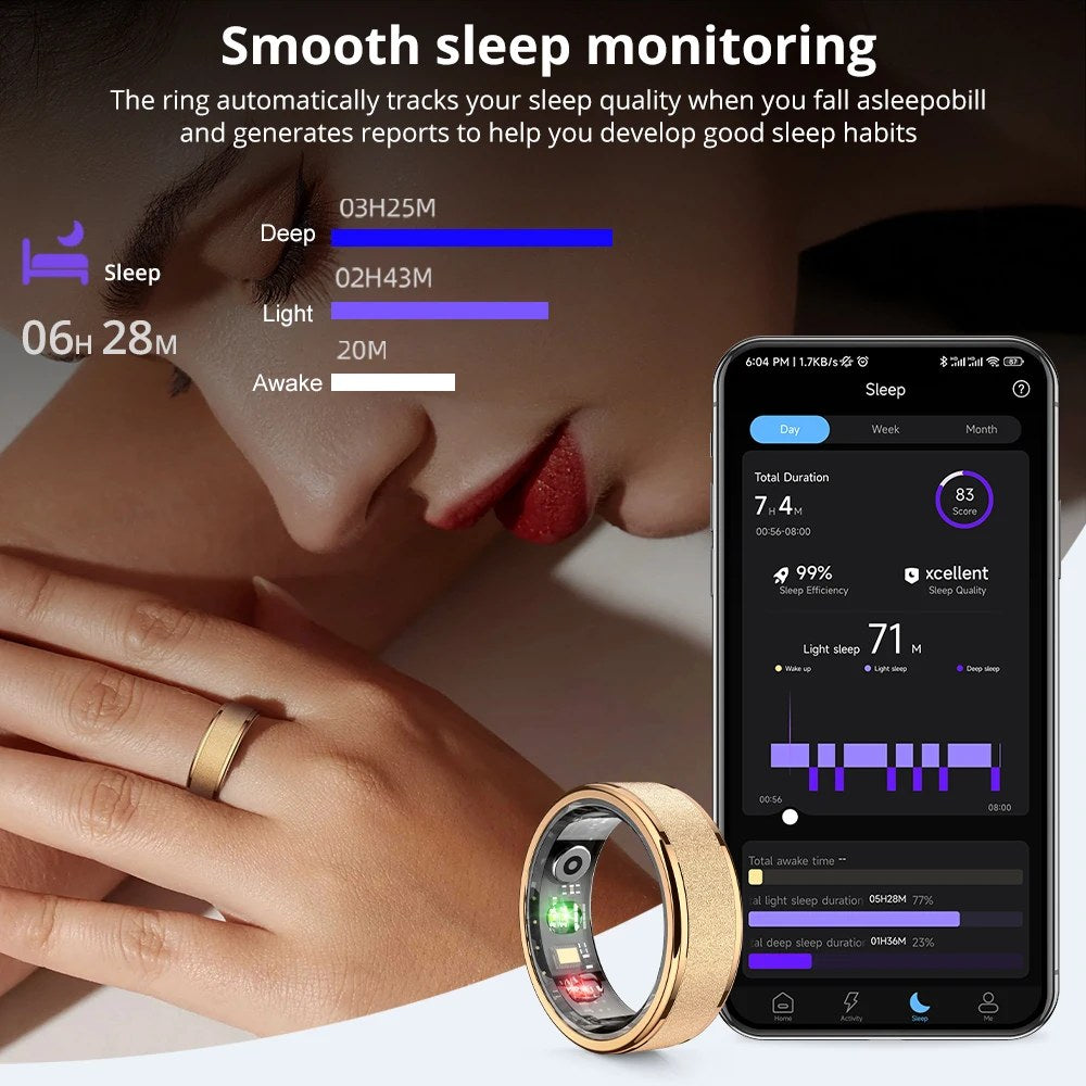 Suivi du sommeil de la bague COLMI R10 : sommeil profond, léger et éveils détaillés dans l'application